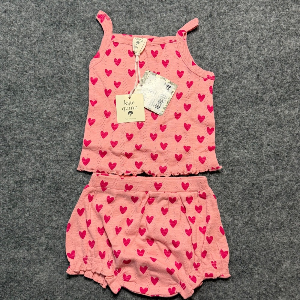 NWT Kate Quinn Tiny Hearts‎ Tank & Bloomer Set 12-18M